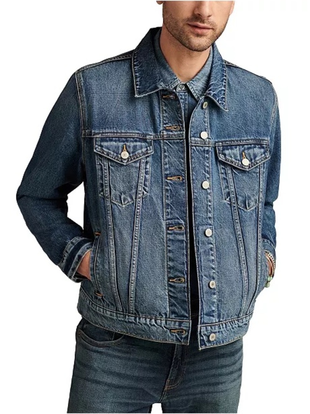 Lucky Brand Denim Trucker Jacket Medium Wash Size Large